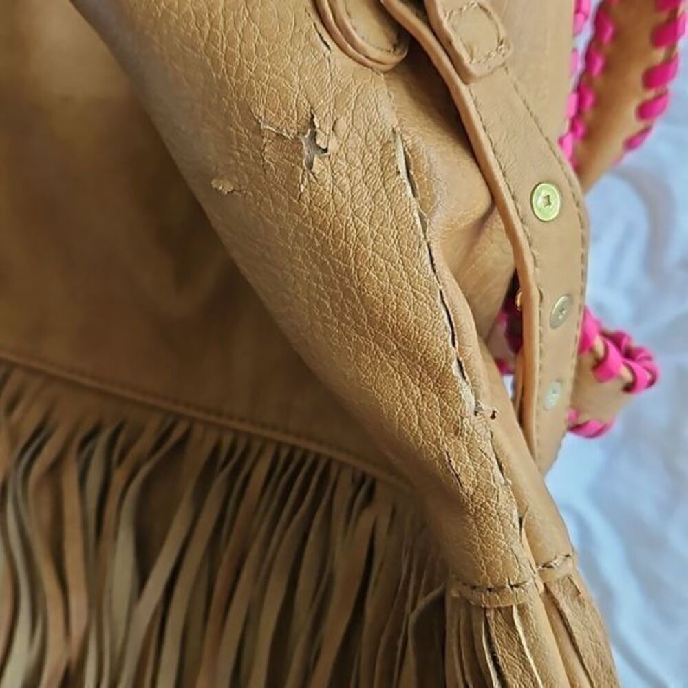 Steve Madden Pink and Tan Shoulder Bag with Fringe - Picture 14 of 16